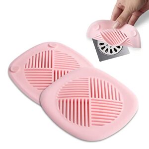 hair catcher shower drain cover durable silicone 5.5 inches bathroom accessories drain plug drain protector hair stopper for kitchen bathtub and laundry pink 2 pack