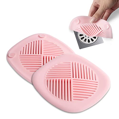 Hair Catcher Shower Drain Cover Durable Silicone 5.5 Inches Bathroom Accessories Drain Plug Drain Protector Hair Stopper for Kitchen Bathtub and Laundry Pink 2 Pack