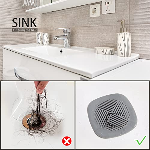 Hair Catcher Shower Drain Cover Durable Silicone 5.5 Inches Bathroom Accessories Drain Plug Drain Protector Hair Stopper for Kitchen Bathtub and Laundry Pink 2 Pack