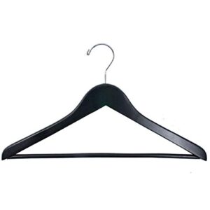 nahanco 8217ch20 economy wooden suit hanger with attached pant bar, chrome hook, 17", black (pack of 20)