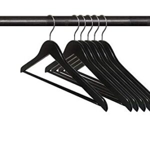 NAHANCO 8217CH20 Economy Wooden Suit Hanger with Attached Pant Bar, Chrome Hook, 17", Black (Pack of 20)