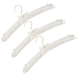 dechous 3pcs satin padded hangers clothes hanger anti slip cushioned hangers sweaters silk hangers wedding dress hangers sponged padded clothes hangers with buttons white