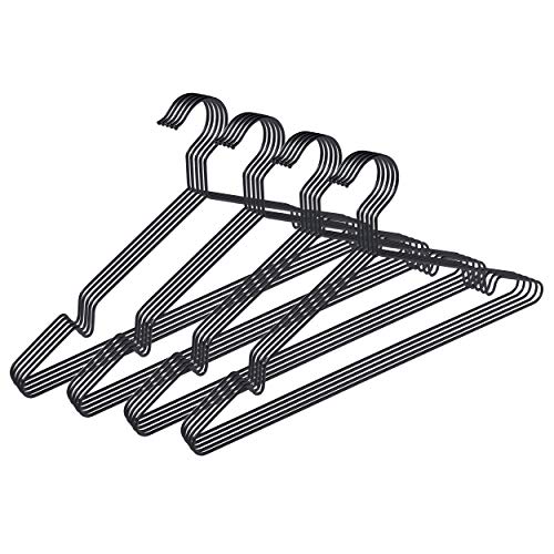 pamo Black Metal Clothes Hangers - 5,10 or 20 Stainless Steel Black Hangers 16.5"- Coated, Scratch- and Rust-Resistant - Space Saving Clothes Hanger