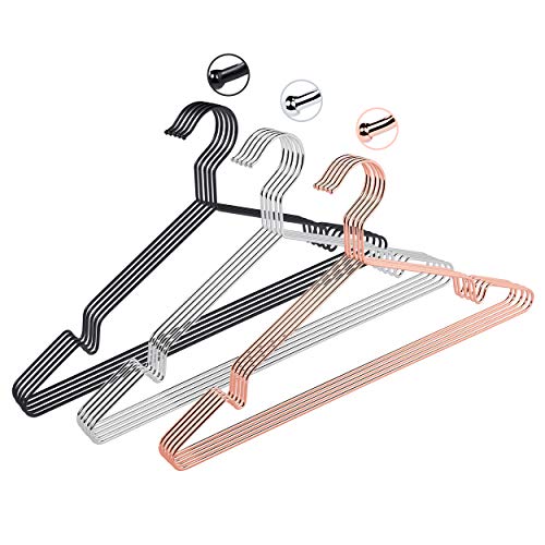 pamo Black Metal Clothes Hangers - 5,10 or 20 Stainless Steel Black Hangers 16.5"- Coated, Scratch- and Rust-Resistant - Space Saving Clothes Hanger