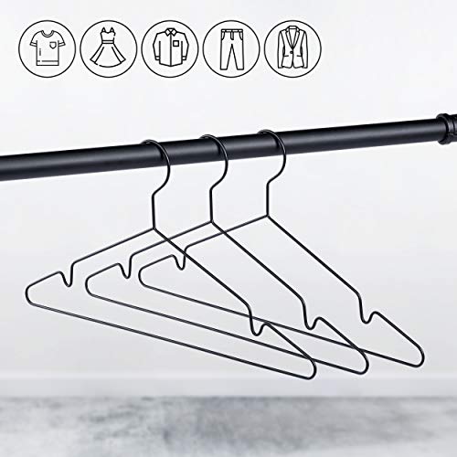 pamo Black Metal Clothes Hangers - 5,10 or 20 Stainless Steel Black Hangers 16.5"- Coated, Scratch- and Rust-Resistant - Space Saving Clothes Hanger