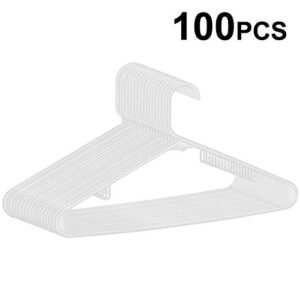 ZenStyle 100 Pack Standard Size White Plastic Hangers for Clothes Lightweight Space Saving Tubular Clothing Hangers