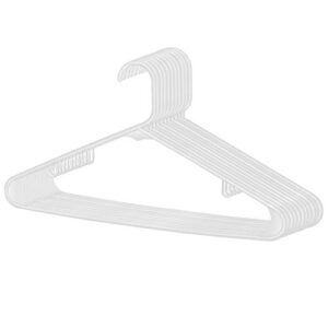 ZenStyle 100 Pack Standard Size White Plastic Hangers for Clothes Lightweight Space Saving Tubular Clothing Hangers