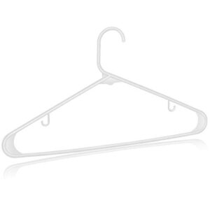 ZenStyle 100 Pack Standard Size White Plastic Hangers for Clothes Lightweight Space Saving Tubular Clothing Hangers