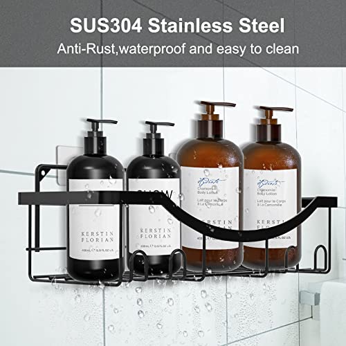 FANTINEE 4 Pack Shower Shelf for Inside Shower,Shower Caddy Basket Shelf with Soap Holder and Toothbrush Holder,Shower Wall Shelves for Bathroom Shower Storage Organizer Black