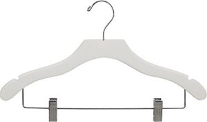 the great american hanger company wooden combo white finish hanger with clips and notches (box of 25)