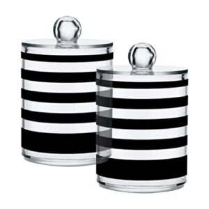 umiriko 2 pack black white stripe qtip holder - 10 oz restroom bathroom organizers storage containers,plastic apothecary jars with lids for cotton ball,cotton swab,cotton round pads,floss 20605648