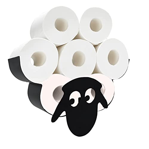 CUKE2BEET Sheep Toilet Paper Storage Hold, Wall Mounted Floating Shelf Toilet Paper Roll Holder with Storage, Funny Animal Bathroom Tissue Organizer