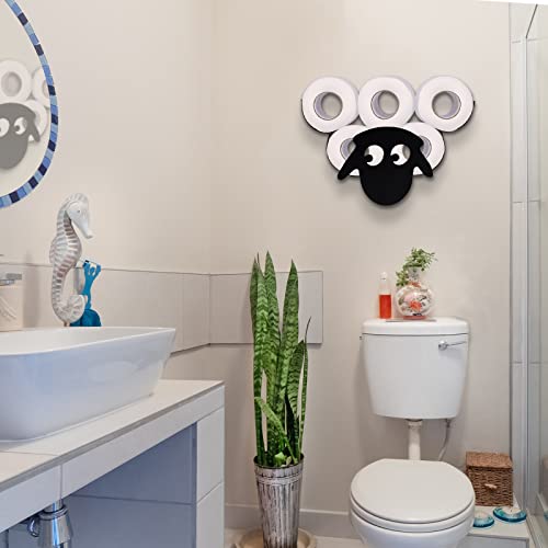 CUKE2BEET Sheep Toilet Paper Storage Hold, Wall Mounted Floating Shelf Toilet Paper Roll Holder with Storage, Funny Animal Bathroom Tissue Organizer