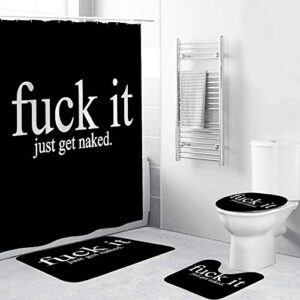 LUXURY WAY Fuck It Three-Piece Bathroom Set Get Naked Bathroom Set , Waterproof Non-Slip Carpet, Toilet Cover and Bath Mat