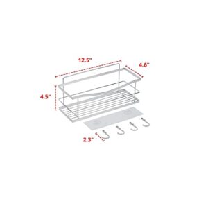 Displays By Jack DBJ Shower Caddy Organizer with Hooks for Hanging Razor and Soap, Shampoo Conditioner Organizer Holder, Adhesive Wall Mounted No Drilling Bathroom Rack, Rustproof and Stainless Steel