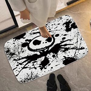 Cartoon Halloween Ghost Graffiti Bathroom Rugs and Mats Sets 3 Piece, Memory Foam Bath Mat, U-Shaped Contour Shower Mat Non Slip Absorbent, Velvet Toilet Lid Cover Washable