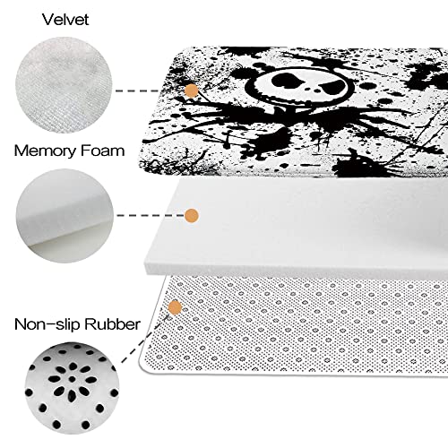 Cartoon Halloween Ghost Graffiti Bathroom Rugs and Mats Sets 3 Piece, Memory Foam Bath Mat, U-Shaped Contour Shower Mat Non Slip Absorbent, Velvet Toilet Lid Cover Washable