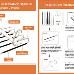 Pants Hangers for Clothes Hanger Organizer,(Easy Assembly) Stainless Steel Non Slip Space Saving Hangers, Magic Pants Hangers Layers Multifunctional Uses Rack Pants Organizer 2 Pack