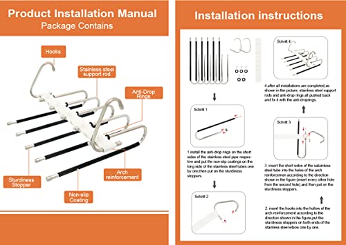 Pants Hangers for Clothes Hanger Organizer,(Easy Assembly) Stainless Steel Non Slip Space Saving Hangers, Magic Pants Hangers Layers Multifunctional Uses Rack Pants Organizer 2 Pack