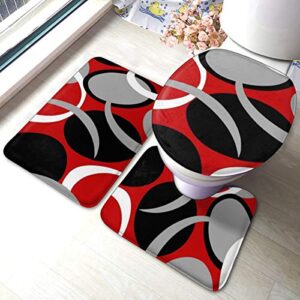 vbcdgfg bathroom rugs sets 3 piece modern circles swirls gray black red bathroom rugs