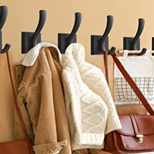 TOFIIGREM Black Coat Hooks 6-Pack + Rotatable Purse Handbag Hangers 2-Pack