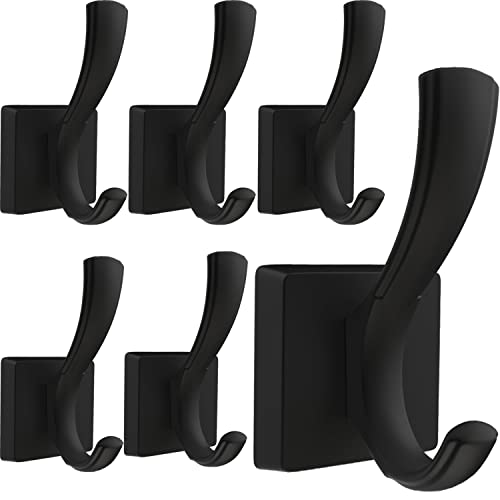 TOFIIGREM Black Coat Hooks 6-Pack + Rotatable Purse Handbag Hangers 2-Pack