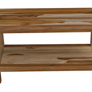 EcoDecors Eleganto Shower Bench 30” Teak Wood Garden Bench with Storage Shelf Wooden Seat Patio Bench Natural Wood Shower Bench for Indoors and Outdoors