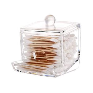 ydazu cotton swab holder qtip cotton buds ball dispenser square bathroom jar clear organizer transparent cotton swab box for bathroom dressing room