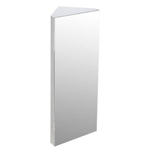 renovators supply manufacturing infinity corner wall mount medicine cabinet with mirror brushed stainless steel bathroom storage 31.5" h x 12" w large hanging triple shelf storage cabinet left open