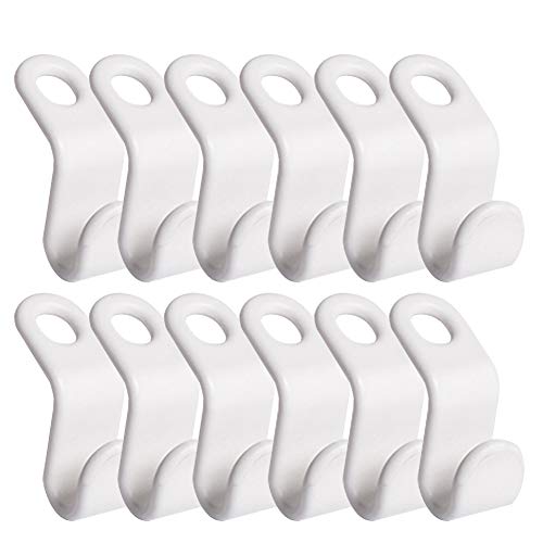 Clothes Hanger Connector Hooks, 12PCS Cascading Clothes Hangers for Heavy Duty Space Saving Cascading Connection Hooks for Clothes Closet White