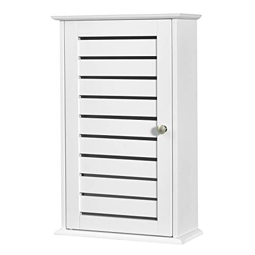 GLACER Medicine Cabinet, Wall Mounted Bathroom Storage Cabinet with Single Louvered Door and Adjustable Shelves, Perfect for Bathroom, Kitchen, Living Room, 14 x 6 x 22 inches (White)