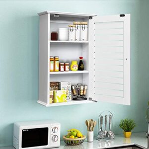 GLACER Medicine Cabinet, Wall Mounted Bathroom Storage Cabinet with Single Louvered Door and Adjustable Shelves, Perfect for Bathroom, Kitchen, Living Room, 14 x 6 x 22 inches (White)