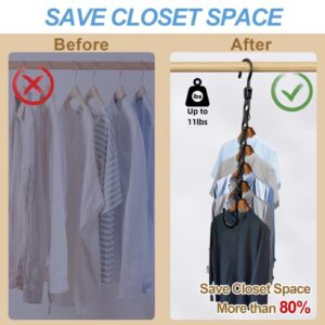 24 Pack Magic Space Saving Hangers+2 Pack Upgrade 9 Layers Pants Hangers Space Saving for Wardrobe Apartment College Dorm Room Essentials