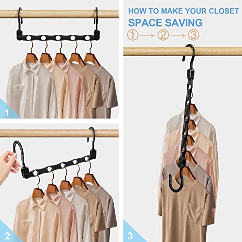 24 Pack Magic Space Saving Hangers+2 Pack Upgrade 9 Layers Pants Hangers Space Saving for Wardrobe Apartment College Dorm Room Essentials