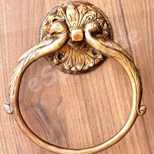 Esplanade 7.5" Inches - Brass Hand Towel Hanger Holder | Hand Towel Hanger Holder | Towel Holder for Bathroom in Twin Peacock Design