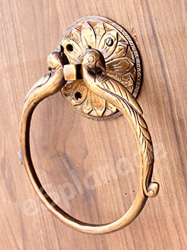 Esplanade 7.5" Inches - Brass Hand Towel Hanger Holder | Hand Towel Hanger Holder | Towel Holder for Bathroom in Twin Peacock Design