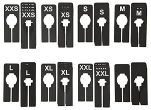 nahanco qsdbwkit4, black rectangular clothing size dividers with white print for xxs-xxl, 1blank, kit of 40 (7 sizes and 1 blank, 5 of each)