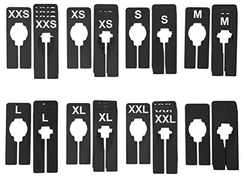 NAHANCO QSDBWKIT4, Black Rectangular Clothing Size Dividers with White Print for XXS-XXL, 1Blank, Kit of 40 (7 Sizes and 1 Blank, 5 of Each)