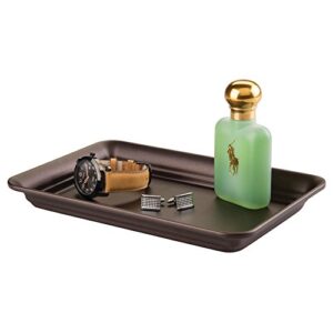 idesign metal vanity tray, non-slip guest towel board for cosmetics,makeup,jewelry,keys,bathroom,kitchen,office,craft room,countertops,closets storage organization, 6.5" x 10" x 1", clear and bronze