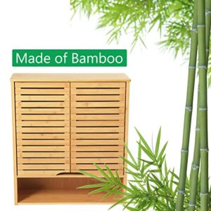 HYNAWIN Bamboo Wall Cabinet with Adjustable Shelf, Medicine Cabinet for Bathroom Living Room, Over-The-Toilet Floating Cabinet