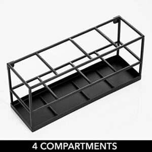 mDesign Steel Bathroom Wall Mounted Hair Tool Storage Organizer Accessory Basket Tray, Hanging Holder for Hair Dryer, Straightener, Curling Iron, Styling Products, Citi Collection, Matte Black