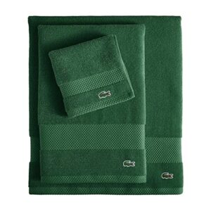 Lacoste Heritage Supima Cotton Wash Cloth, Croc Green, 13" x 13"