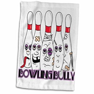 3d rose funny busted up injured bowling pins cartoon design hand/sports towel, 15 x 22
