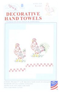 jack dempsey stamped white decorative hand towel, 17-inch by 28-inch, rooster