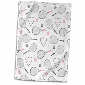 3d rose tennis love pattern grey and pink twl_201737_1 towel, 15" x 22", multicolor