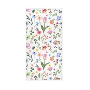 alaza floral hand towel spring summer botanical flower blooming dish towels cotton face towel bath decor 30x15 inch for mothers day