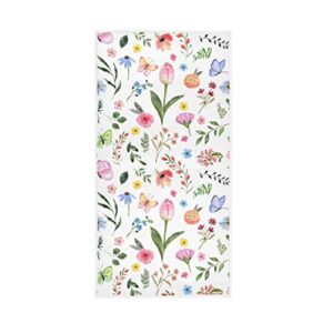 ALAZA Floral Hand Towel Spring Summer Botanical Flower Blooming Dish Towels Cotton Face Towel Bath Decor 30x15 inch for Mothers Day