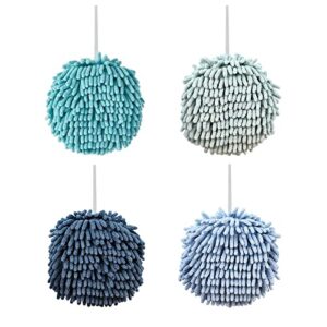 4 pack chenille hand towels bathroom quick dry hand bath towel with hanging loops microfiber absorbent hand drying puff for kitchen bathroom