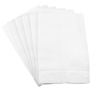 cleverdelights white hemstitched hand towels - 6 pack - 14" x 22" - 100% cotton - fingertip towel