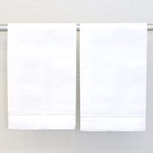 CleverDelights White Hemstitched Hand Towels - 6 Pack - 14" x 22" - 100% Cotton - Fingertip Towel